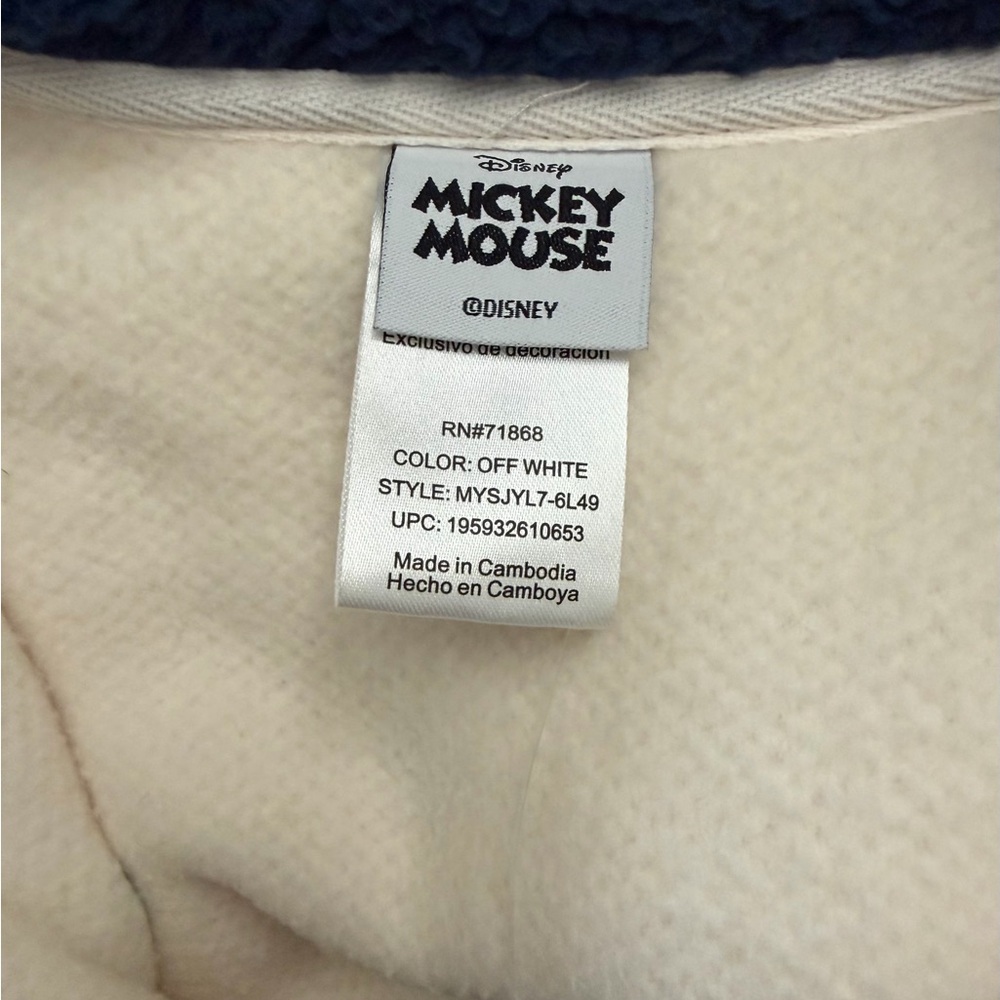 NWT Disney Cream Pullover with Mickey Mouse Sled “Let it Snow” Graphic Sz large - Picture 5 of 5